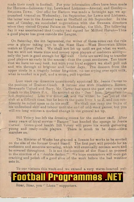 Millwall v Brighton 1948 - to clear