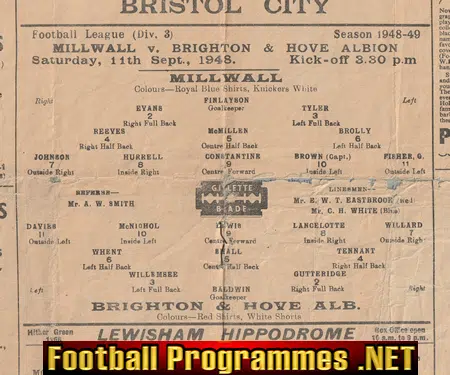 Millwall v Brighton 1948 - to clear
