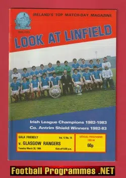 Linfield v Glasgow Rangers 1984 - N Irish v Scottish Champions