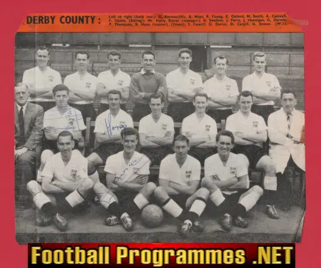Derby County Football Club Multi Autographed SIGNED 1950s