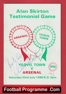 Alan Skirton Testimonial Benefit Yeovil Town 1988 Autographed - football programme