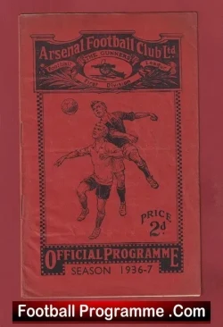 Arsenal v Manchester United 1937 1930s v Man Utd - football programme
