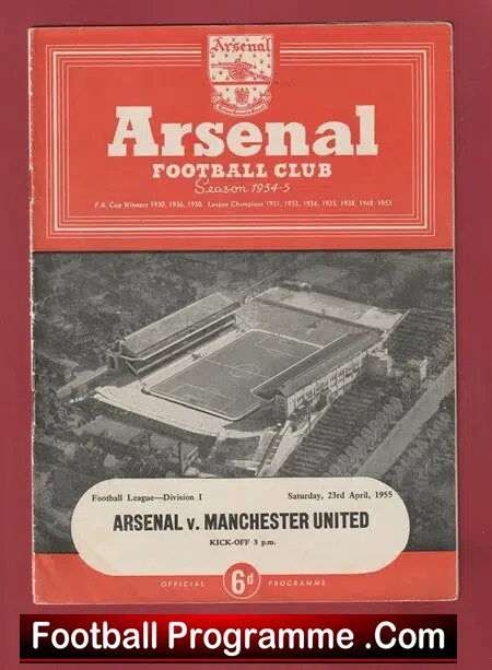 Arsenal v Manchester United 1955 - Man Utd - 50's