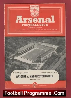Arsenal v Manchester United 1955 - Man Utd - 50's - football programme