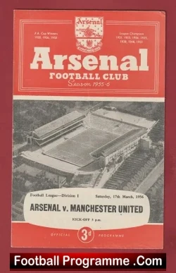 Arsenal v Manchester United 1956 - Man Utd - 50s - football programme