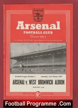 Arsenal v WBA 1953 - football programme