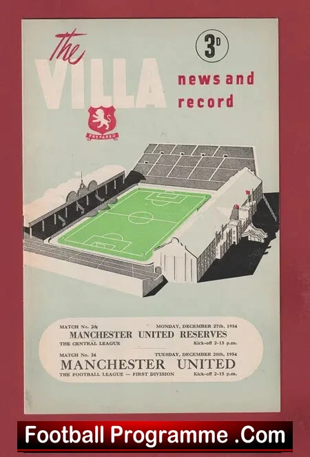 Aston Villa v Manchester United 1954 + Reserves