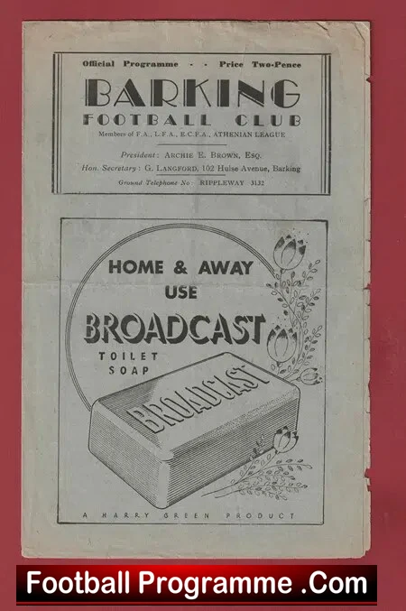 Barking v Wood Green 1940s ? – Friendly Match