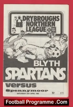 Blyth Spartans v Spennymoor Town 1980 - Multi Autographed SIGNED - football programme