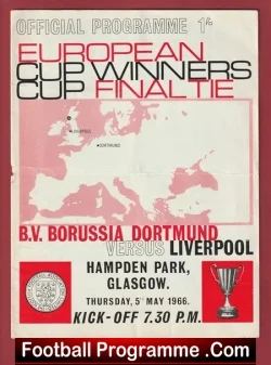Borussia Dortmund v Liverpool 1966 - ECWC Final Hampden Scotland - football programme