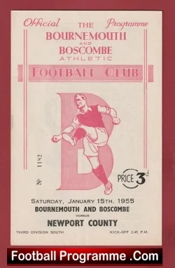 Bournemouth v Newport County 1955 - football programme