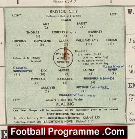 Bristol City v Reading 1948