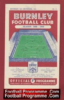 Burnley v Manchester United 1955 - Man Utd Busby Babes - football programme