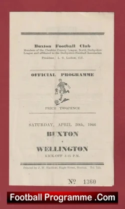 Buxton v Wellington Town 1946 - 1940s Programme - football programme