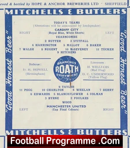 Cardiff City v Manchester United 1957 - Man Utd