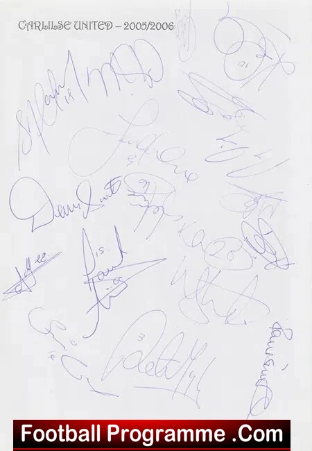 Carlisle United Football Club Multi Signed Autograph 2005/06