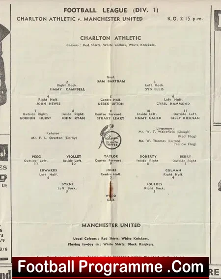 Charlton Athletic v Manchester United 1955 - Man Utd