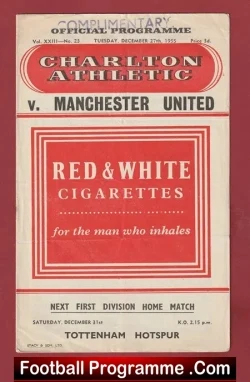 Charlton Athletic v Manchester United 1955 - Man Utd - football programme