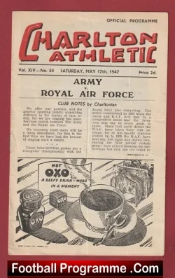 Charlton Athletic v Royal Air Force 1947 - RAF - football programme