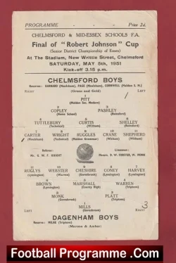 Chelmsford Boys v Dagenham Boys 1951 – Schoolboys Cup Final