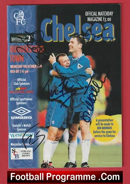 Chelsea v Huddersfield Town 1999 - Multi Autographed SIGNED