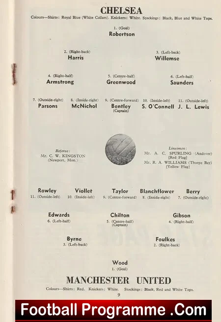 Chelsea v Manchester United 1954 - 1st Chelsea Champions Season