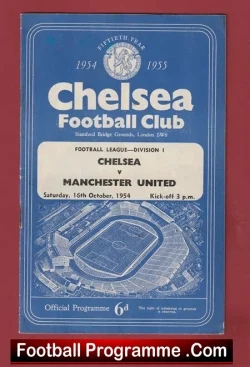 Chelsea v Manchester United 1954 - 1st Chelsea Champions Season - football programme