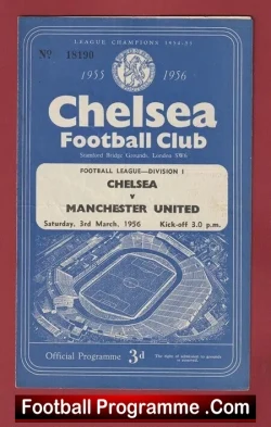 Chelsea v Manchester United 1956 - Man Utd - football programme