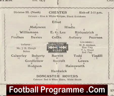 Chester v Doncaster Rovers 1949