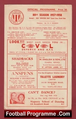 Clapton v Ilford 1958 - football programme