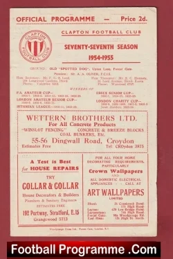 Clapton v Walthamstow Avenue 1955 - 1950's Football Programmes - football programme