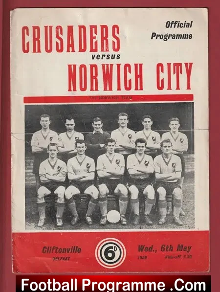 Cliftonville v Norwich City 1959 – Ireland – Official Programme