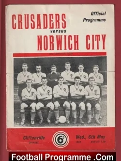 Cliftonville v Norwich City 1959 – Ireland – Official Programme