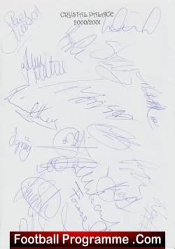 Crystal Palace Football Club Multi Signed Autograph 2000/01 - football programme