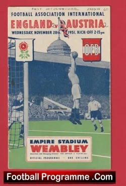 England v Austria 1951 - Plus Ticket + Newspaper Articles - football memorabilia