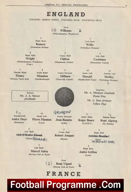 England v France 1951 - Festival Of Britain