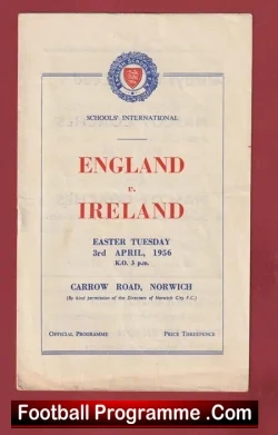 England v Ireland 1956 – Schoolboys Match at Norwich City