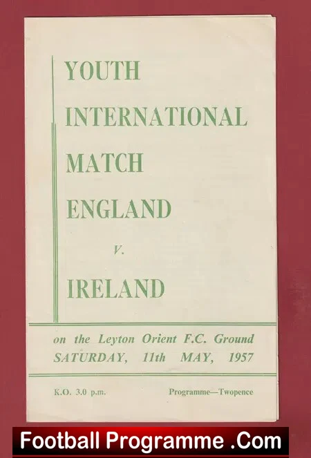 England v Ireland 1957 – Youth Match at Leyton Orient