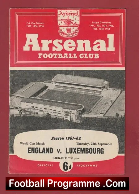 England v Luxembourg 1961 – at Arsenal