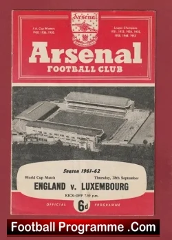 England v Luxembourg 1961 – at Arsenal