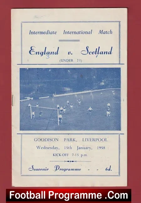 England v Scotland 1958 – Under 23 at Goodison Park Everton