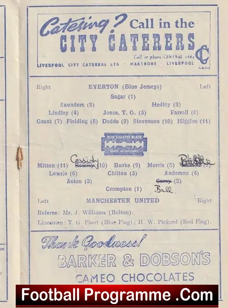 Everton v Manchester United 1948 - 40s Programmes