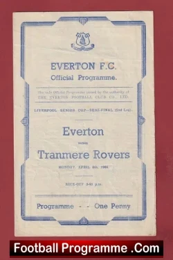 Everton v Tranmere Rovers 1946 - Liverpool Senior Cup Semi Final - football programme