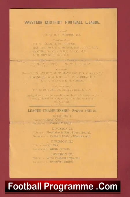Fulham Town Hall Trophies Medals Presentation 1924