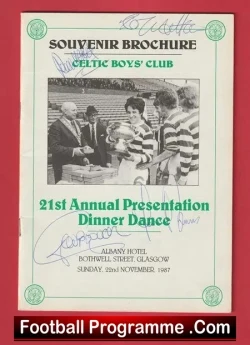 Glasgow Celtic Boys Club Annual Dinner Brochure 1987 - SIGNED - football memorabilia