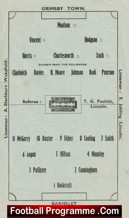 Grimsby Town v Barnsley 1945 - War Time Programme
