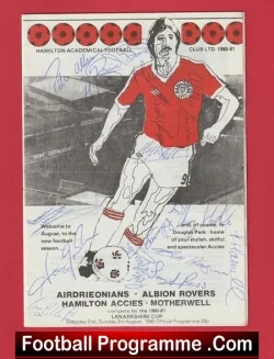 Hamilton Academical v Motherwell 1980 - Autographed SIGNED - football programme