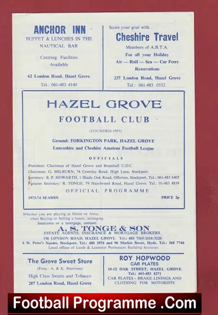 Hazel Grove v Old Urmstonians 1973 – Urmston Team