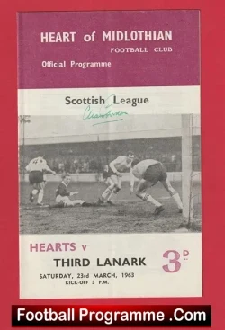 Heart Of Midlothian v Third Lanark 1963 – Autographed SIGNED