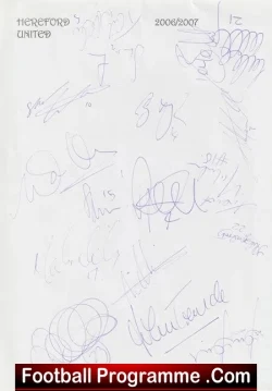 Hereford United Football Club Multi Signed Autograph 2006 2007 - football programme